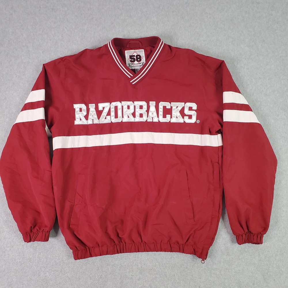 Vintage Arkansas Razorbacks Pullover Jacket Mens Med Red NCAA Football 58 Sports